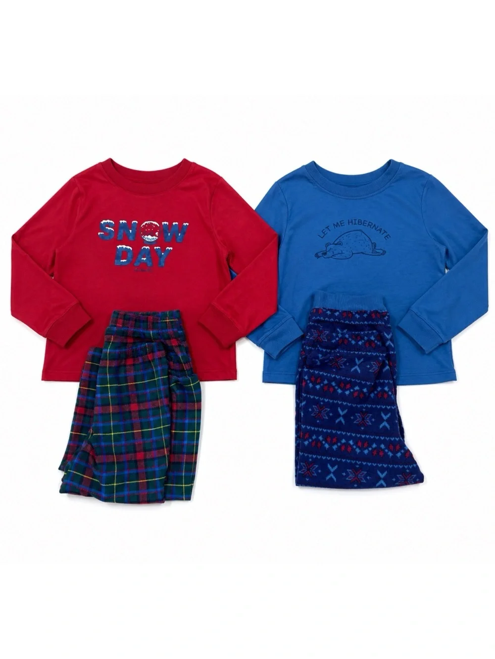 LL Bean 4-Piece Warm Long Sleeve Vintage Style Pajama Sets Bundle Size 4T